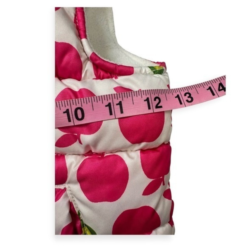 Old Navy Puffer Vest Pink Apple Print Excellent 18-24M Toddler Kids - Picture 5 of 10